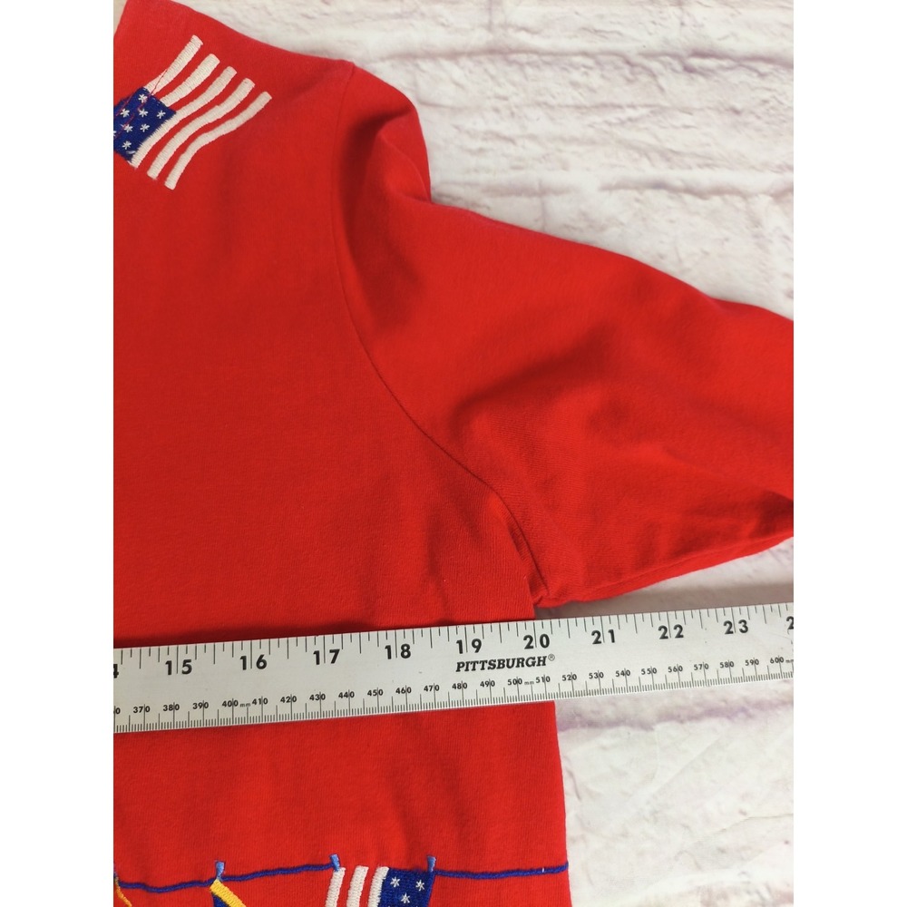 VTG Michael Simon SZ M Patriotic Cardigan USA Flag Bathing Suit Novelty Sweater - Picture 4 of 9